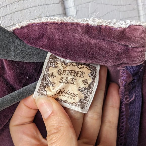 Authentic Purple Velvet Gunne Sax Midi Dress with Lace - Picture 11 of 11